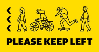 Image of Keep Left decals which will be placed in CBD to encourage physical distancing