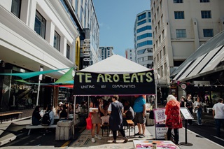 A food stall at a street festival.