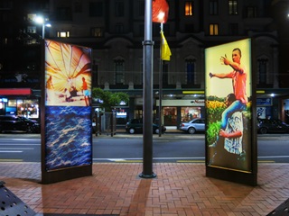 Two light boxes with images by Richard Shepherd.