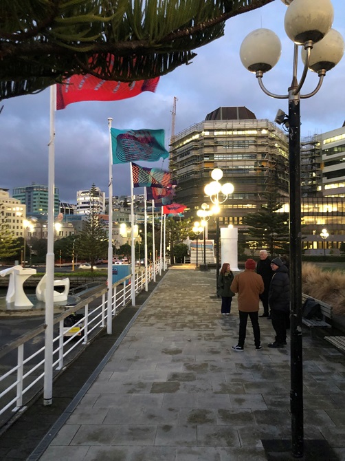 Flag design by Hemi Macgregor on the Wellington Waterfront.