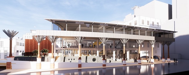 Artist impression of proposed Wellington Central Library from Harris Street