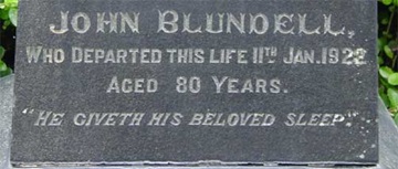 Gravestone of John Blundell.