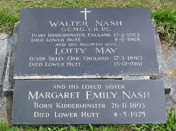 Gravestone of Walter Nash.