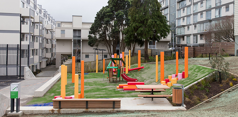 Playground at Berkeley Dallard Apartments.