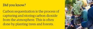 Did you know? Carbon sequestration is the process of capturing and storing carbon dioxide from the atmosphere. This is often done by planting trees and forests.