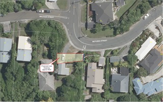 Aerial view of Motueka Street featuring the land that the Council is proposing to sell.