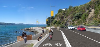 Artist impression of bike lanes to be installed around Pt Jerningham