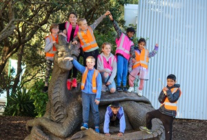 A group of children playing at Wellington Zoo.
