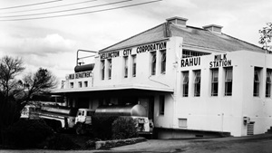 An old black and white photo of Wellington City Council’s first dairy factory at Rahui on the outskirts of Otaki.