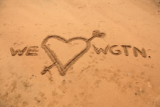 Sand with we heart Wellington.