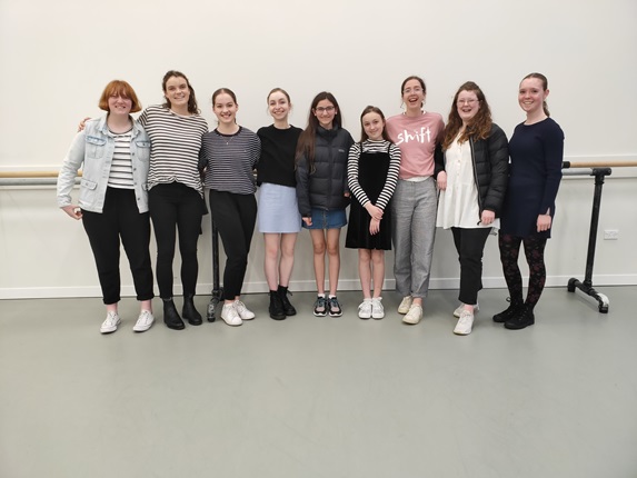 A line-up of happy girls, who are dancers for the Royal New Zealand Ballet, and members of Shift, which is a charity that empowers young women through being active. 
