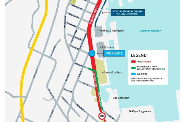 Closures and detours, Jervois Quay this Queen’s Birthday weekend