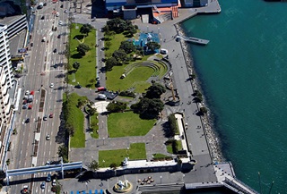 Aerial view of Frank Kitts Park, looking north.