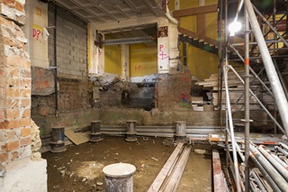 Foundation works under the stairs at the Wellington Town Hall. 