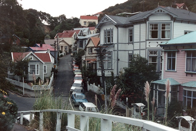A photo looking up Ascot Street in Thornon where cars are parked on one side of the narrow road.