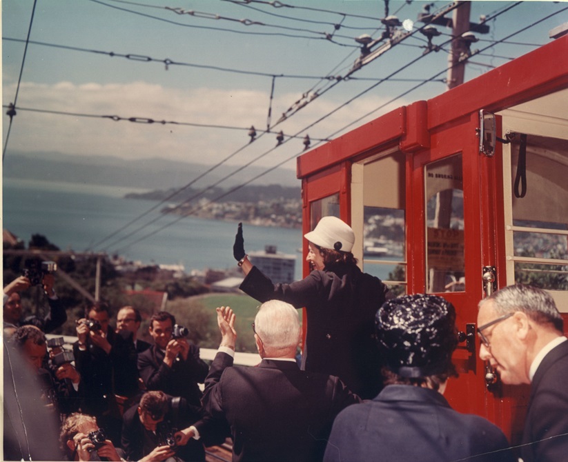 Lady Bird Johnson on Cable Car in 1966 visit to Wellington