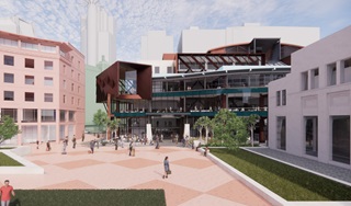 Central Library preliminary design render showing view from Civic Square.