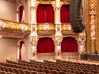 The ground level seats and ornate boxes at St James Theatre.