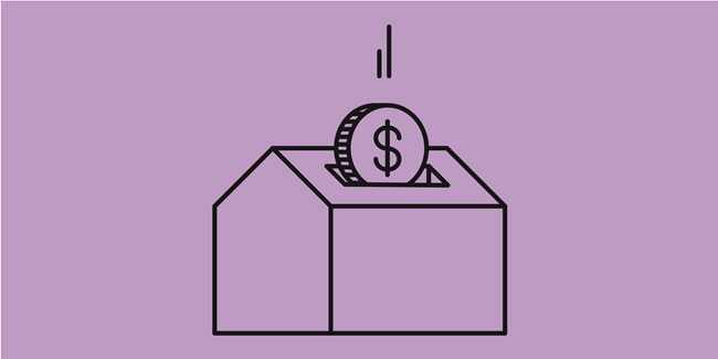 Animated image of a coin going into a house.