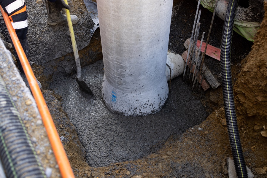Concrete pour for the Rain Garden.