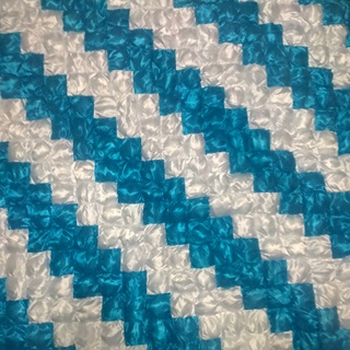 Close up of a quilt.