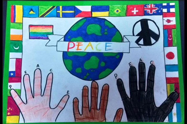 Library hosts exhibition of children's art promoting world peace 