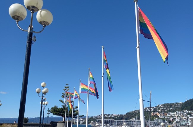 Flags in the lagoon.