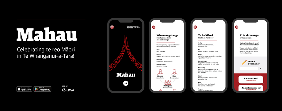 Mahau app creative artwork and design showing image on phones