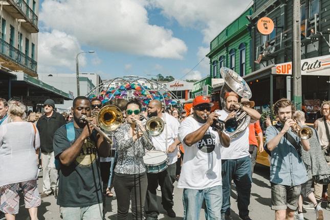 Cuba Dupa New Orleans band playing amongst crowd