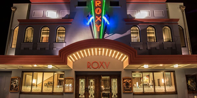 Roxy Cinema at night.
