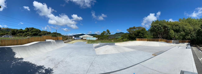 Panorama of Tawa Skate Park.
