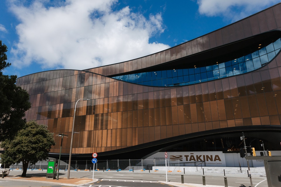 Tākina exterior taken from Cable Street side