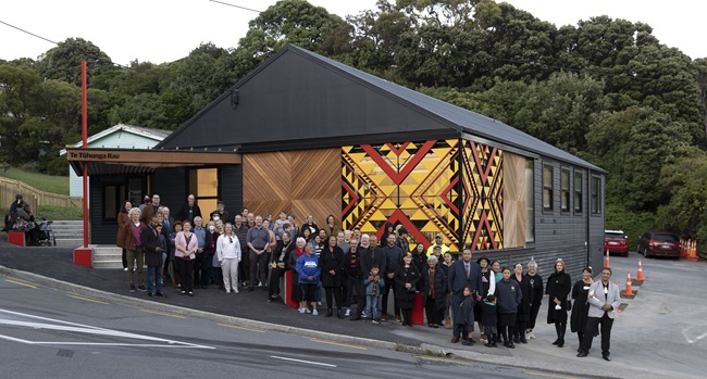 Visitors attending the official blessing and opening of newly upgraded Te Tūhunga Rau Strathmore Community Centre.