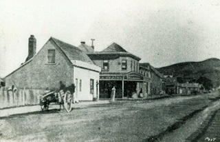 Cuba Street in the 1870s with a horse and carriage on the side of the road.