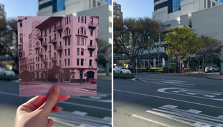 Side by side image of Midland Hotel and Midland Park.