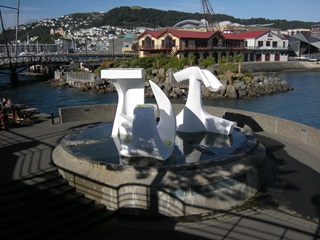 Albatross sculpture at Whairepo Lagoon.