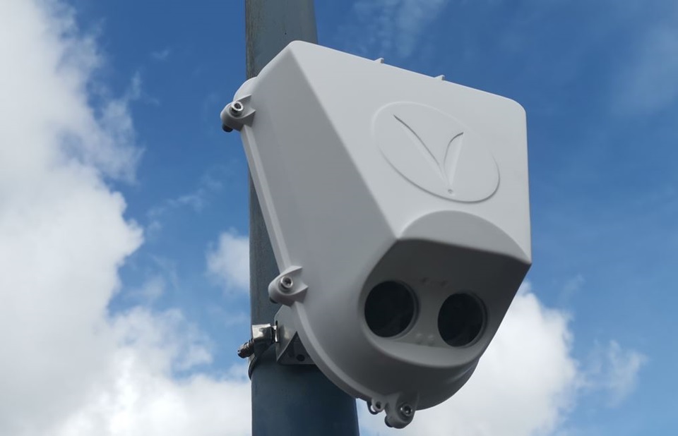 Example of a VivaCity traffic counting sensor attached to pole.