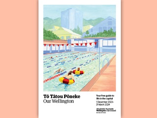 The cover of the summer issue of the Council's Our Wellington magazine, featuring a painting of the Thorndon Pool.