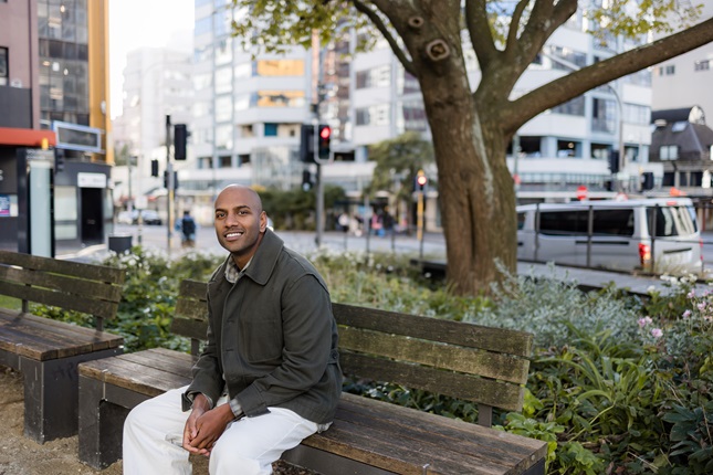 Prak on a bench in the CBD