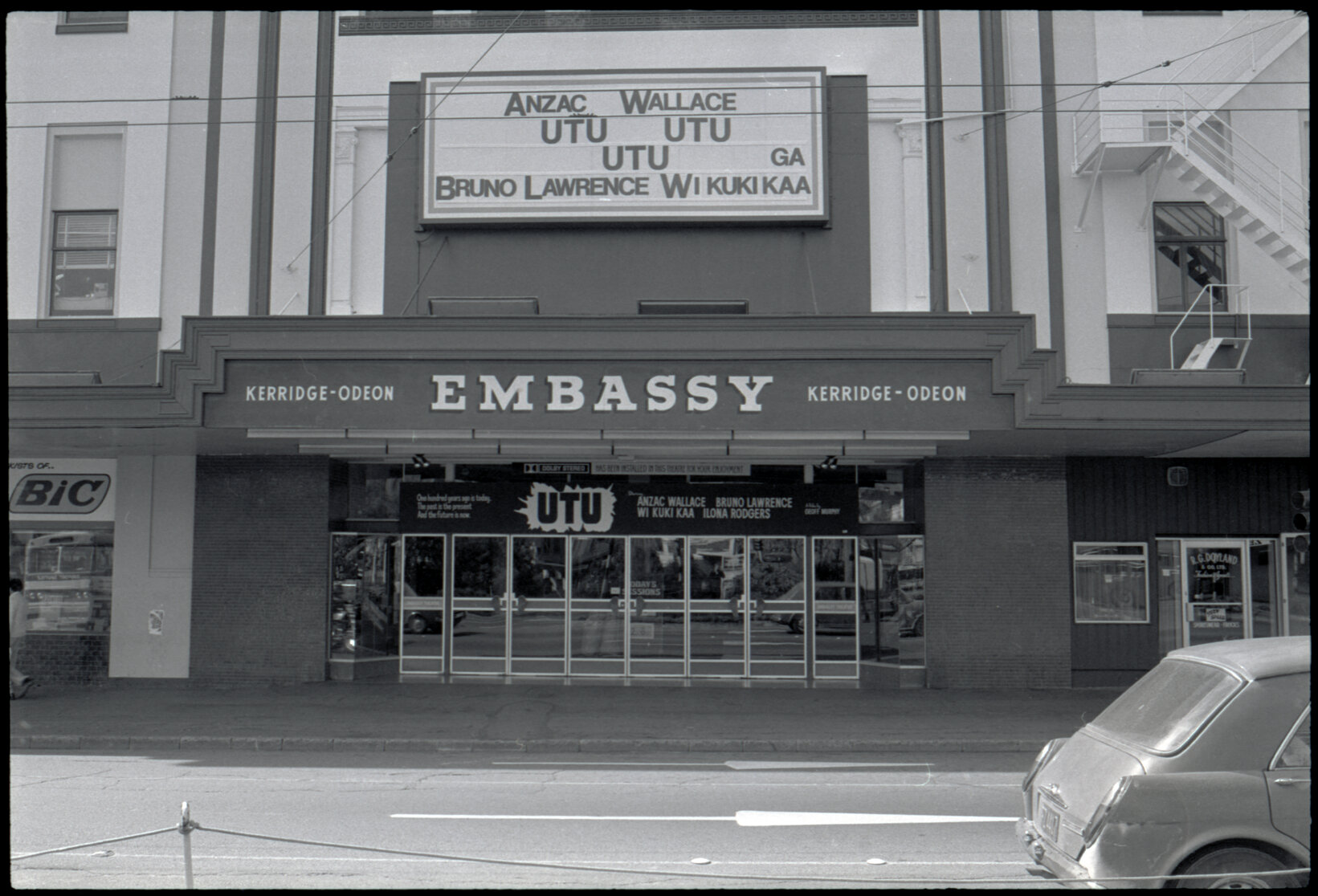Building facade of Embassy Theatre  in1983. 