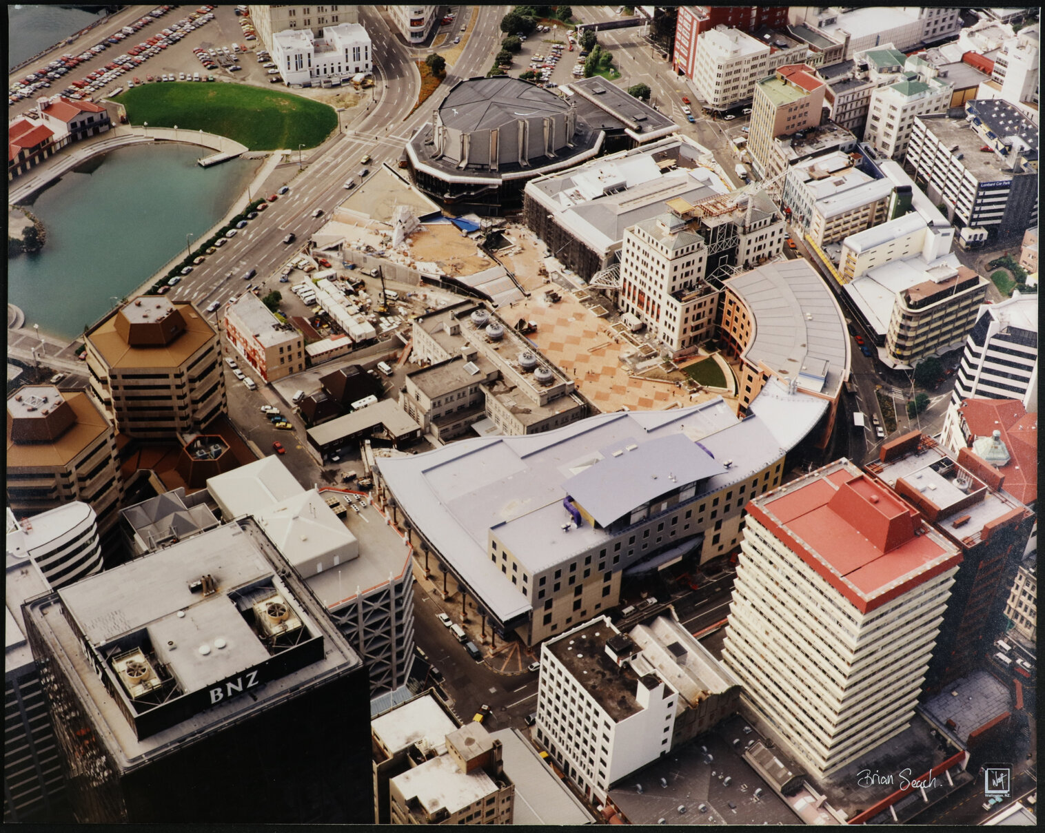 Aerial view of Civic Square in 1975.