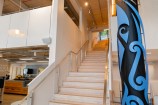 Stairs with a pou at the start of the stairs.