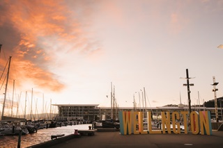Wellington sign on the waterfront.