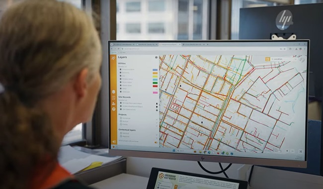 Underground Asset Register for Wellington map on screen of computer.