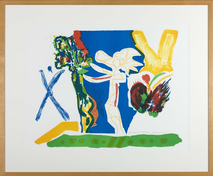 Hanly, Patrick. Butterfly Vacation. 1989. vibrant painting titled 'Butterfly Vacation'