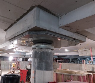 A base isolator in the basement of the Te Matapihi central library.