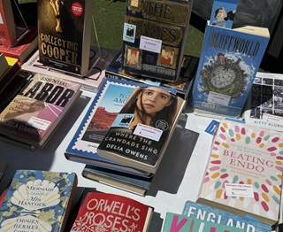 Books on a table.
