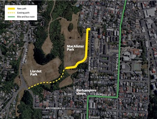 Map of works around MacAllister Park.