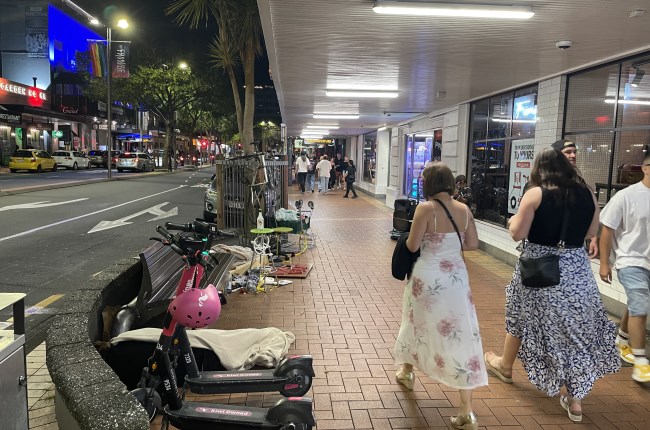 Night-time activity in Courtenay Place.