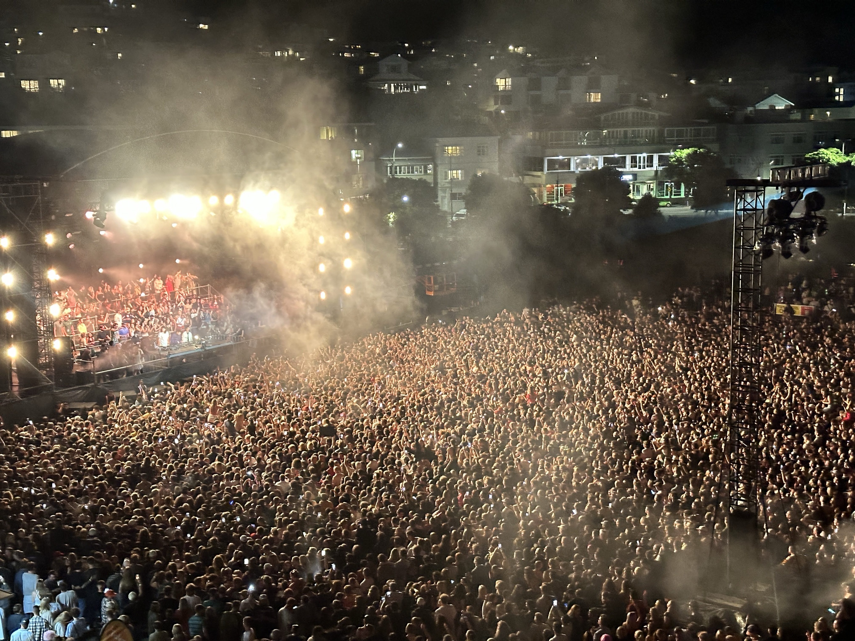 Huge crowd of people on the wellington waterfront.
